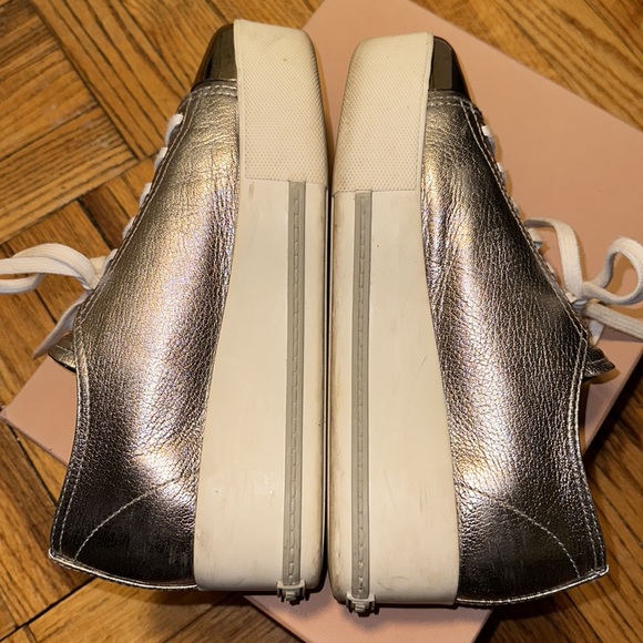 MIU MIU Silver Pointed Platform Sneakers - Picture 12 of 15